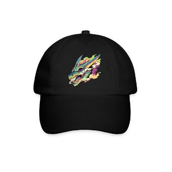 Ein bunter und stilisierter Drache - Baseballkappe - Schwarz/Schwarz - Vorne