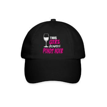 This Girl loves Pinot Noir Rotwein Spruch - Baseballkappe - Schwarz/Schwarz - Vorne