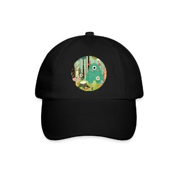 Niedliches Monster im zauberhaften Wald - Baseballkappe - Schwarz/Schwarz - Vorne