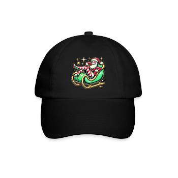 Frecher Weihnachtsmann, der sich auf dem Schlitten räkelt - Baseballkappe - Schwarz/Schwarz - Vorne