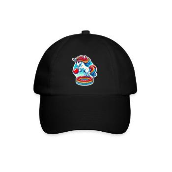 Bunter Einhorn Pool Bounce Spaß - Baseballkappe - Schwarz/Schwarz - Vorne