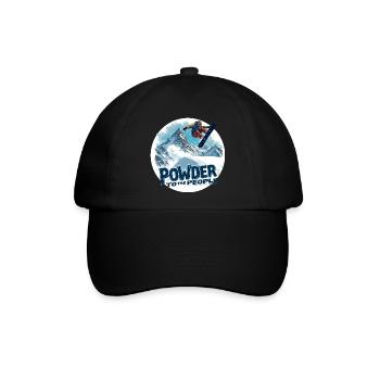 Powder to the People – Snowboard & Powder - Baseballkappe - Schwarz/Schwarz - Vorne