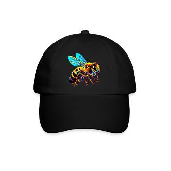 Biene - Baseballkappe - Schwarz/Schwarz - Vorne