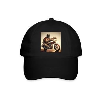 Faultier Biker Wanderer - Baseballkappe - Schwarz/Schwarz - Vorne