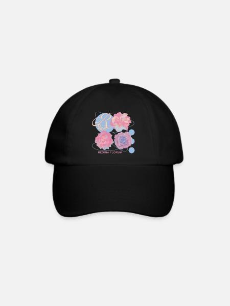 Regina Florum – Ausgefallenes Rosendesign - Baseballkappe - Schwarz/Schwarz