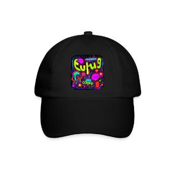 Neon Farben Leuchtend Stil UV - Baseballkappe - Schwarz/Schwarz - Vorne