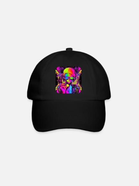 Neon Farben Bunt Kreativ Style Glow - Baseballkappe - Schwarz/Schwarz