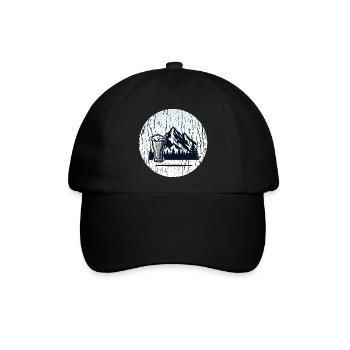 Berglandschaft mit Bierglas - Baseballkappe - Schwarz/Schwarz - Vorne