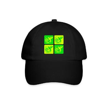 Kolibri & Blüte – Nature Design - Baseballkappe - Schwarz/Schwarz - Vorne