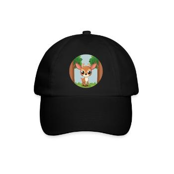 Entzückendes kleines Rehkitz im Wald (v03) - Baseballkappe - Schwarz/Schwarz - Vorne
