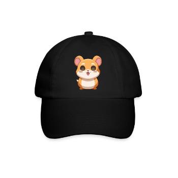 Lustiges und neugieriges Meerschweinchenbaby - Baseballkappe - Schwarz/Schwarz - Vorne