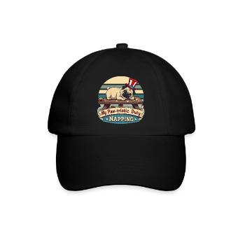 Mops Nickerchen - Baseballkappe - Schwarz/Schwarz - Vorne
