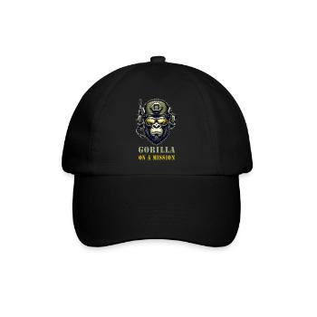 Gorilla in Mission / Militär - Baseballkappe - Schwarz/Schwarz - Vorne