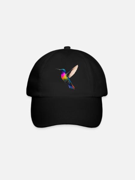 Lebendiges Regenbogen-Kolibri-Design - Baseballkappe - Schwarz/Schwarz