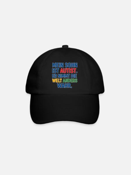 Mein Sohn ist Autist - Autismus Spruch Geschenk - Baseballkappe - Schwarz/Schwarz