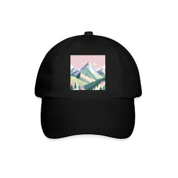 Abstrakte Berglandschaft mit Pastellfarben - Baseballkappe - Schwarz/Schwarz - Vorne