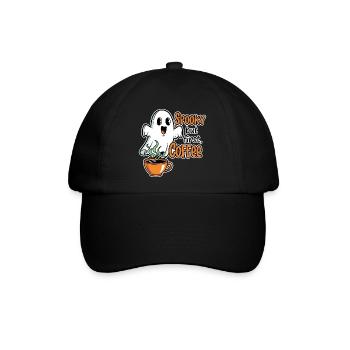 Spooky Ghost mit Kaffee Humor - Baseballkappe - Schwarz/Schwarz - Vorne