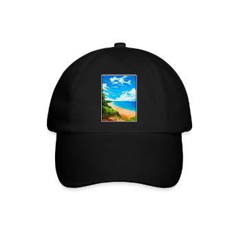 Lake Michigan USA Vintage-Reiseplakat Stadtlandschaft - Baseballkappe - Schwarz/Schwarz - Vorne