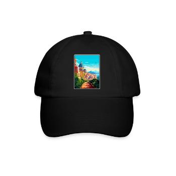 Cagliari Italien Mittelmeer Sonnenaufgang Reiseposter - Baseballkappe - Schwarz/Schwarz - Vorne