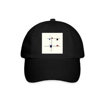 Abstrakte Designlinie und Farben - Baseballkappe - Schwarz/Schwarz - Vorne