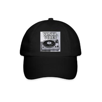 Vinyl Vibes Retro Plattenspieler Design - Baseballkappe - Schwarz/Schwarz - Vorne
