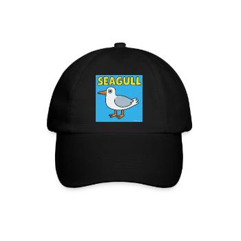 Verspielte Möwenillustration für Kinder - Baseballkappe - Schwarz/Schwarz - Vorne