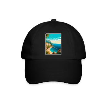 Makarska Kroatien Klippen Mittelmeerküste - Baseballkappe - Schwarz/Schwarz - Vorne