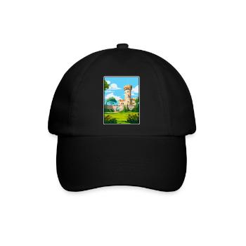 Chaves Portugal Schloss Turm Unter Blauem Himmel Poster - Baseballkappe - Schwarz/Schwarz - Vorne