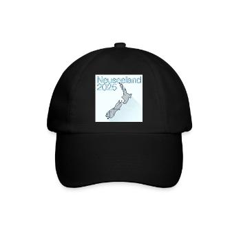 Neuseeland 2025 Geometrische Karte - Baseballkappe - Schwarz/Schwarz - Vorne