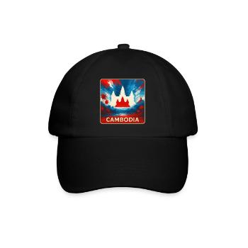 Kambodscha – Angkor Wat Design - Baseballkappe - Schwarz/Schwarz - Vorne