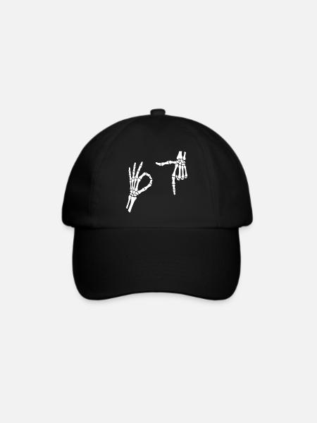 67 Sechs Sieben Meme Gen Alpha Skelett Halloween - Baseballkappe - Schwarz/Schwarz