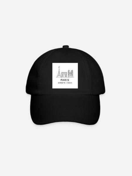 Paris Linienkunst Silhouette Wahrzeichen - Baseballkappe - Schwarz/Schwarz
