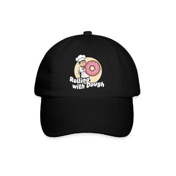 Donut Bäcker Cartoon - Baseballkappe - Schwarz/Schwarz - Vorne