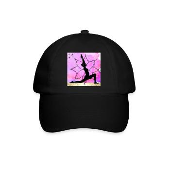 Yoga-Silhouette auf Mandala - Baseballkappe - Schwarz/Schwarz - Vorne