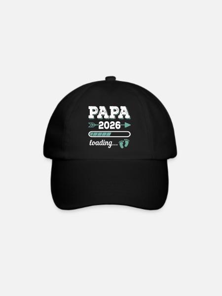 Papa 2026 Loading Werdender Vater Geschenkidee - Baseballkappe - Schwarz/Schwarz