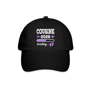 Cousine 2026 Loading Schwangerschaft Geschenkidee - Baseballkappe - Schwarz/Schwarz - Vorne