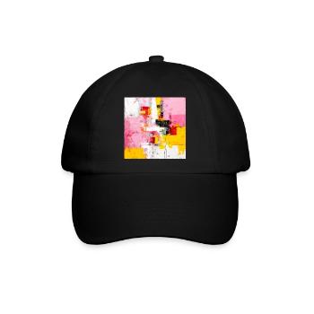 Abstrakte Farbblöcke Pink Gelb - Baseballkappe - Schwarz/Schwarz - Vorne