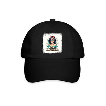 Retro Weihnachten Pin-Up T-Shirt - Baseballkappe - Schwarz/Schwarz - Vorne