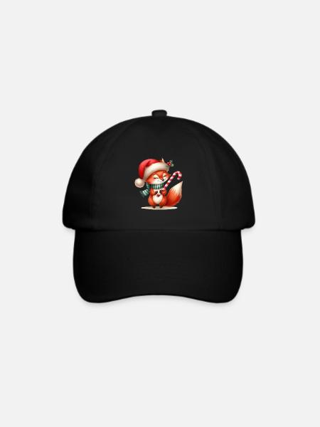 Festlicher Fuchs mit Zuckerstange - Baseballkappe - Schwarz/Schwarz
