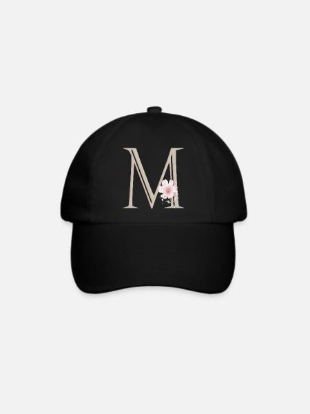 Florales Monogramm M - Baseballkappe - Schwarz/Schwarz