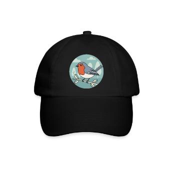 Rotkehlchen - Baseballkappe - Schwarz/Schwarz - Vorne