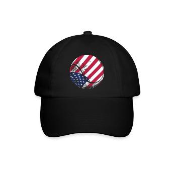 Patriotischer Tennisball Amerikanische Flagge Sportfan Gif - Baseballkappe - Schwarz/Schwarz - Vorne