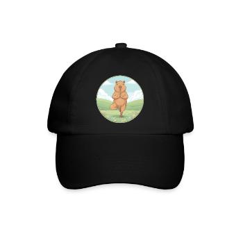 Zen Capybara Yoga Pose Achtsamkeitskunst - Baseballkappe - Schwarz/Schwarz - Vorne