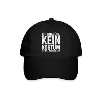 Karneval Fasching Fasnet Kostüm - Baseballkappe - Schwarz/Schwarz - Vorne