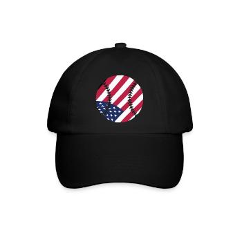 USA Patriotic Softball American Flag Sports Kunst - Baseballkappe - Schwarz/Schwarz - Vorne