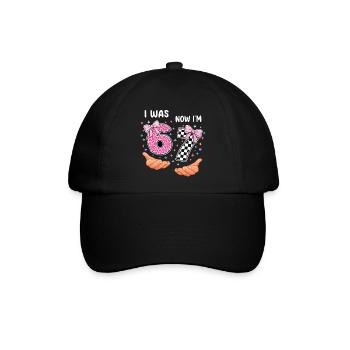 Ich war 6 jetzt bin ich 7 - siebter Geburtstag - Baseballkappe - Schwarz/Schwarz - Vorne