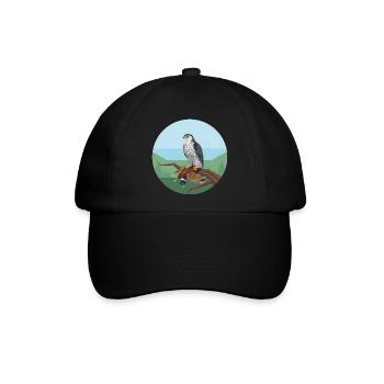 Habicht mit Fasan - Baseballkappe - Schwarz/Schwarz - Vorne