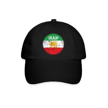 Vintage Iran Lion Emblem Round - Baseballkappe - Schwarz/Schwarz - Vorne