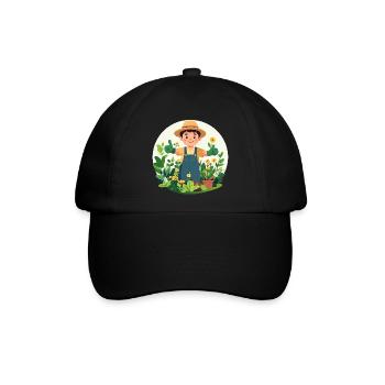 Gärtner Grüner Daumen Pflanzenversteher Motiv - Baseballkappe - Schwarz/Schwarz - Vorne