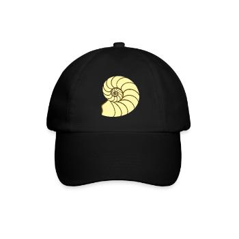 Gelber ammonit Spirale Linienkunst - Baseballkappe - Schwarz/Schwarz - Vorne